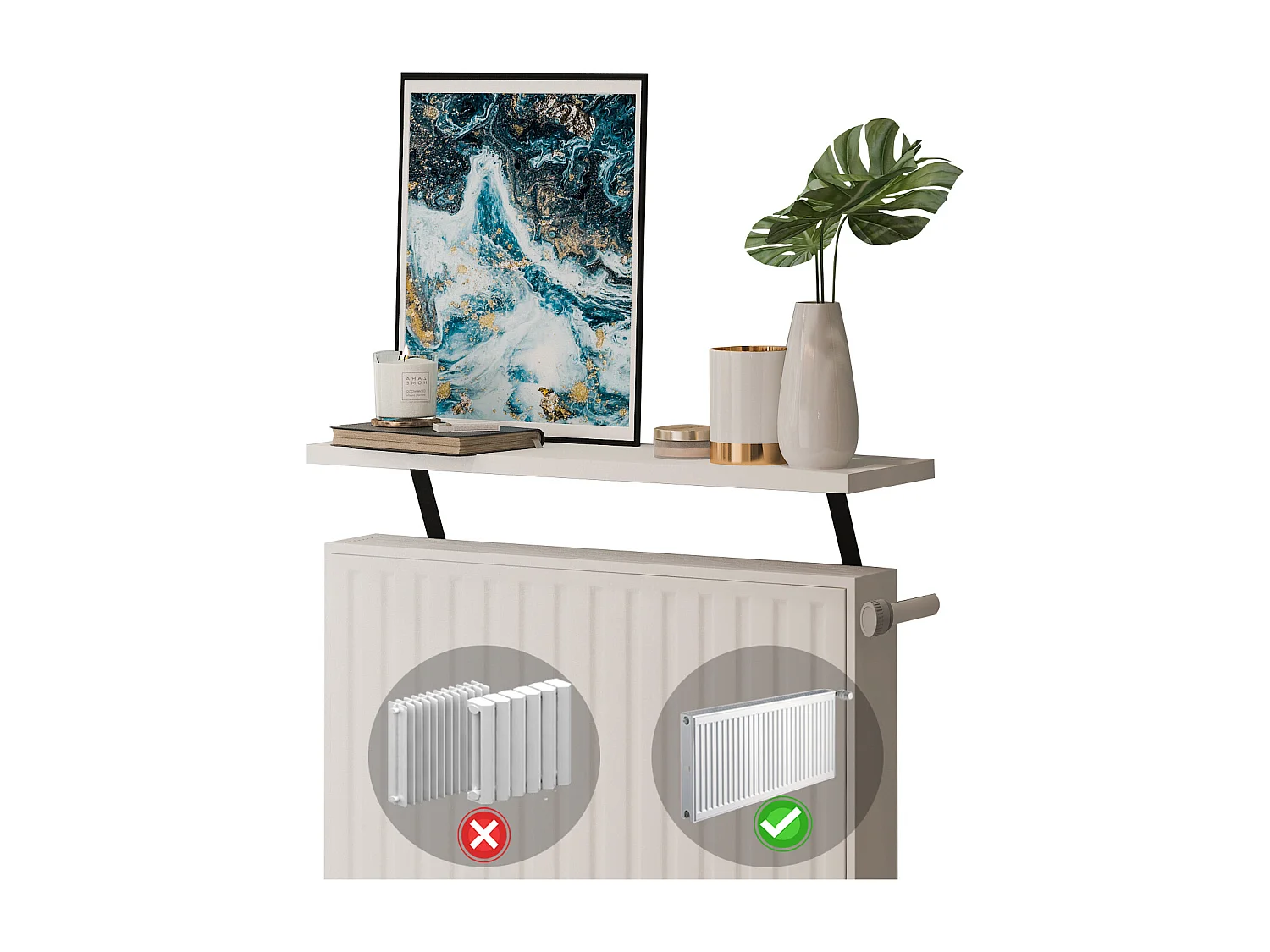 Heizkörperregal Adin Weiß 60cm ohne bohren 92420