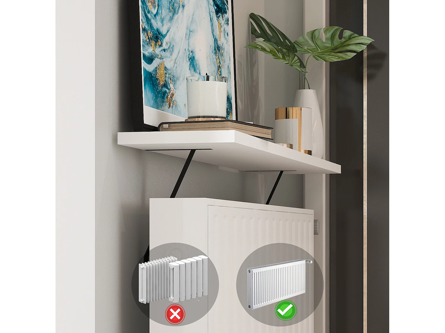 Heizkörperregal Adin Weiß 110cm ohne bohren 92444