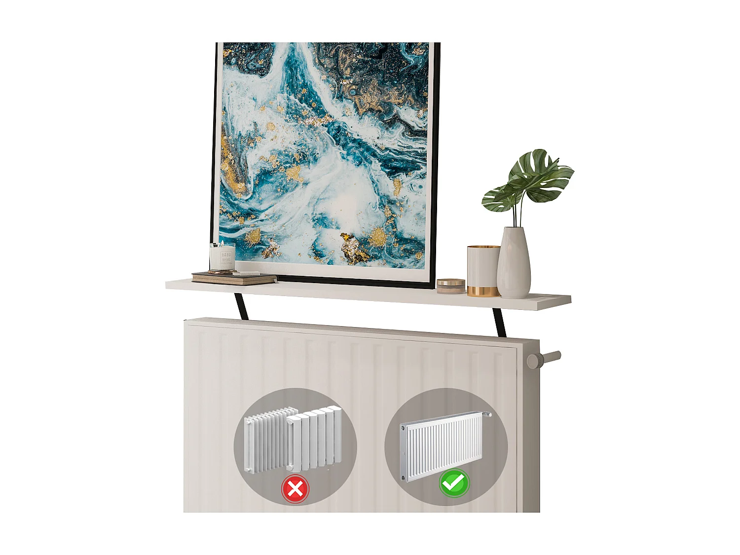 Heizkörperregal Adin Weiß 110cm ohne bohren 92444