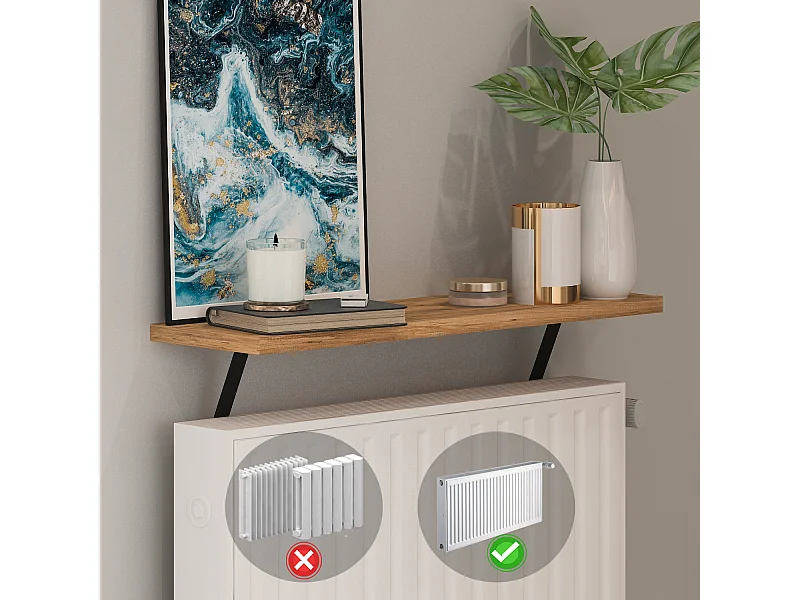 Heizkörperregal Adin Braun 60cm ohne bohren 92437