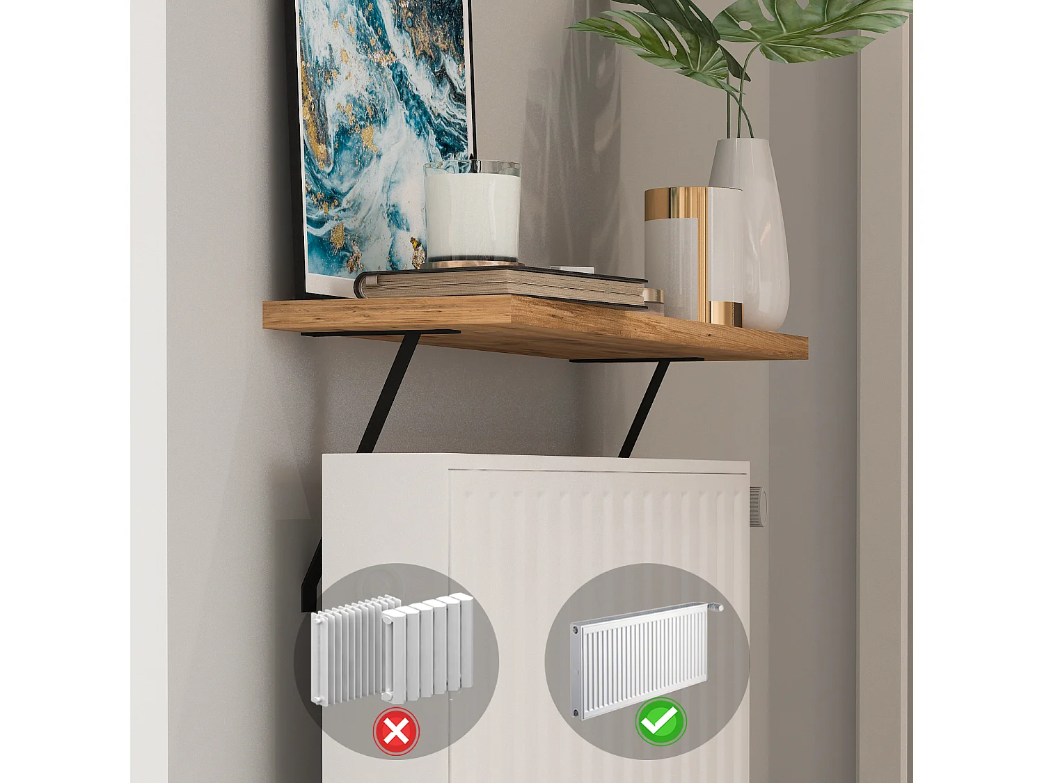 Heizkörperregal Adin Braun 60cm ohne bohren 92437