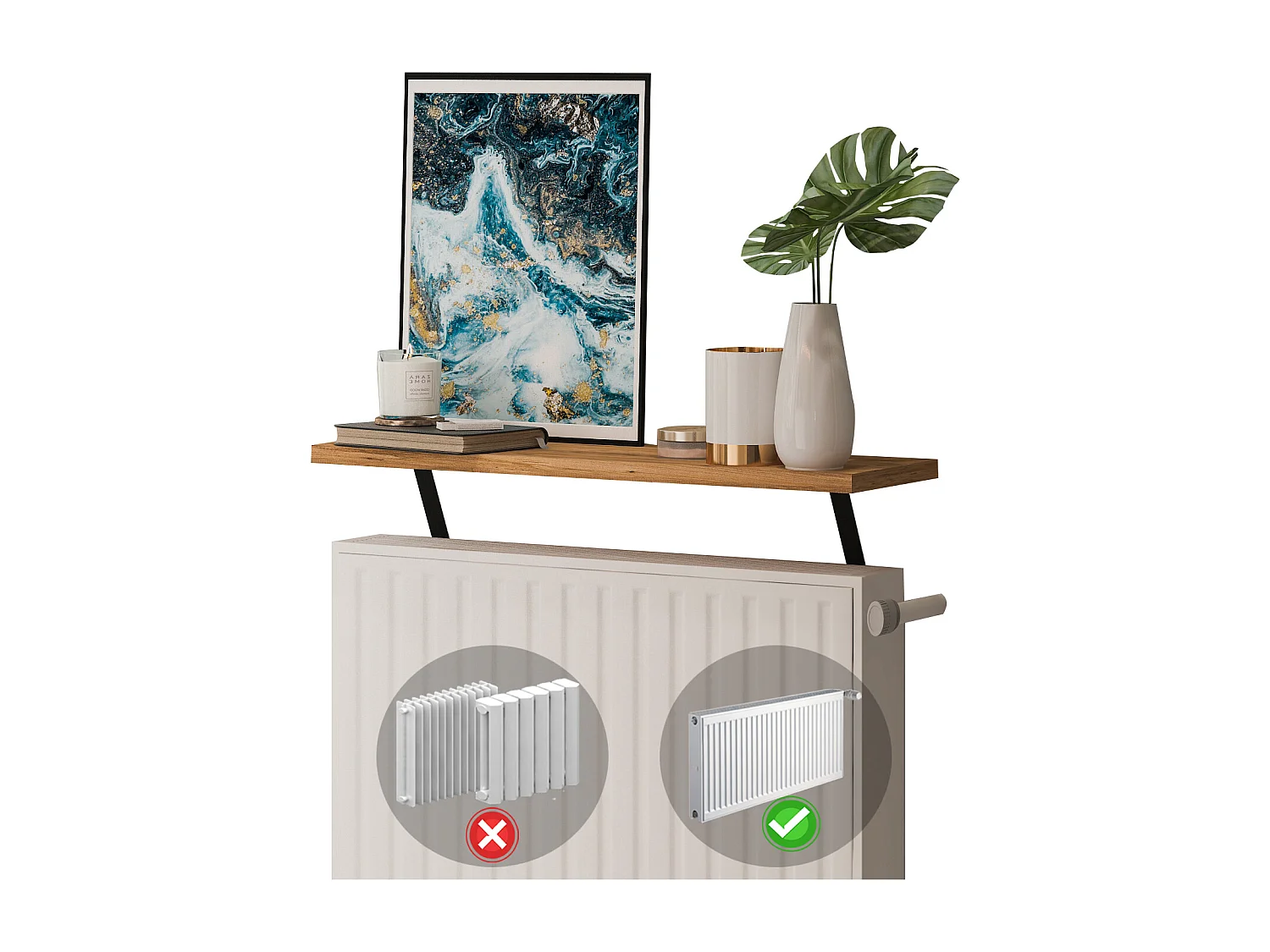 Heizkörperregal Adin Braun 60cm ohne bohren 92437