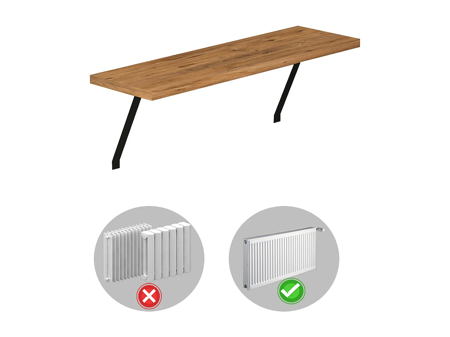 Heizkörperregal Adin Braun 60cm ohne bohren 92437