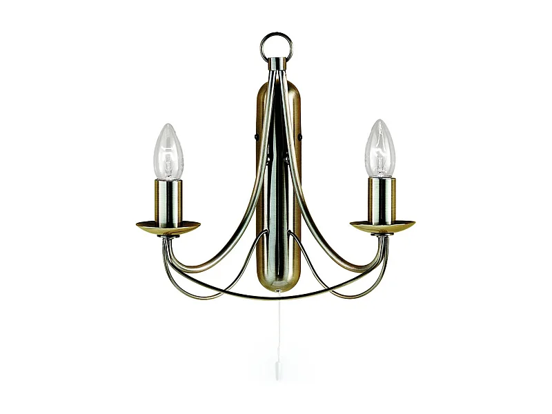 Searchlight Maypole - Candela multibraccio a 2 luci da parete / soffitto in ottone antico, E14