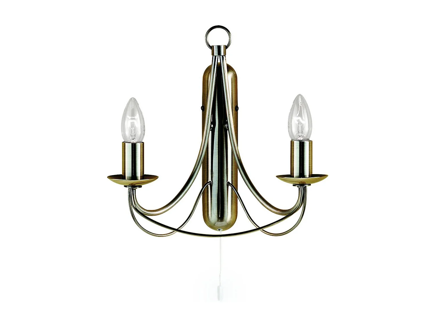 Searchlight Maypole - Candela multibraccio a 2 luci da parete / soffitto in ottone antico, E14