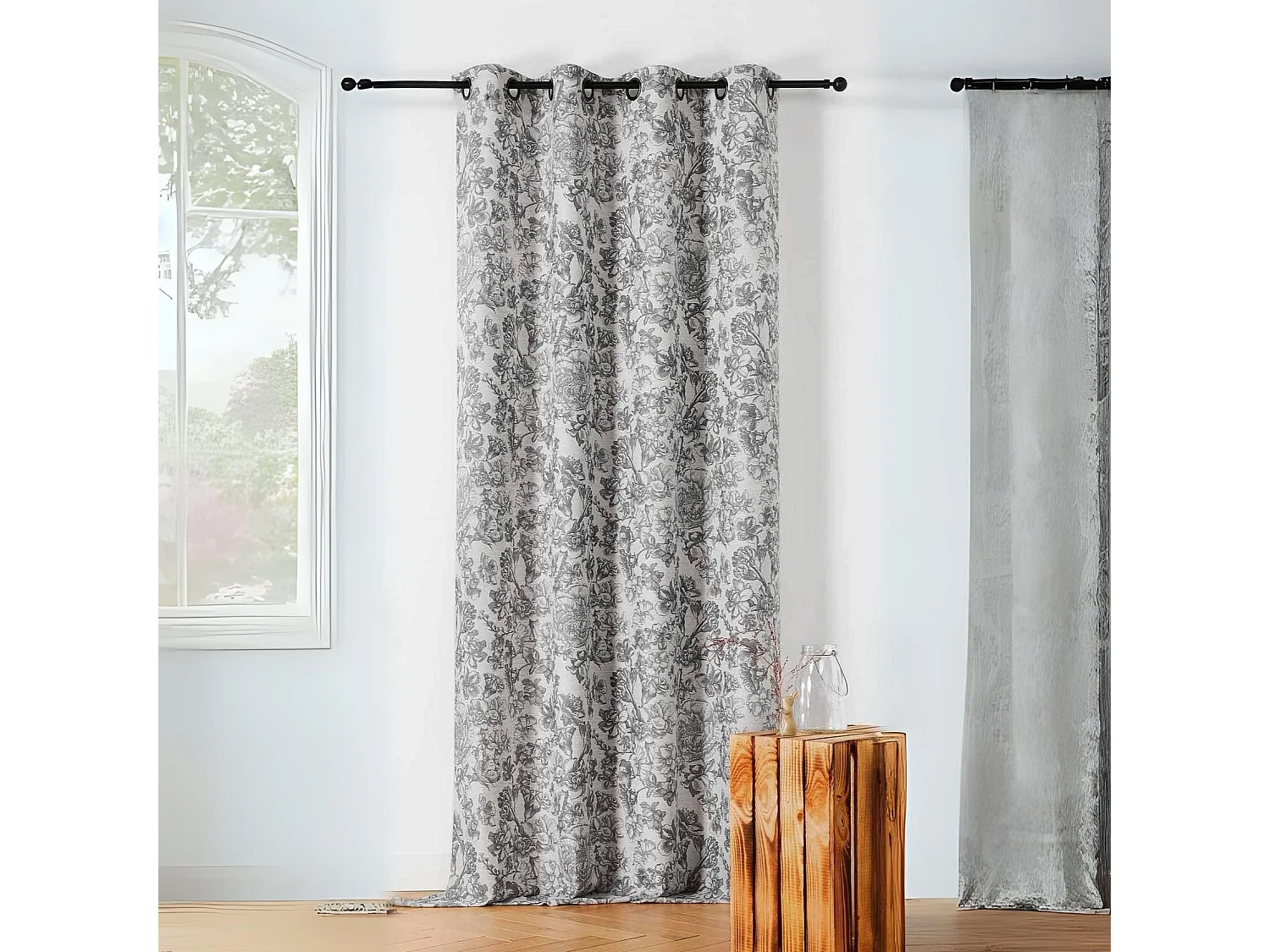 Rideau d'ameublement imprimé floral