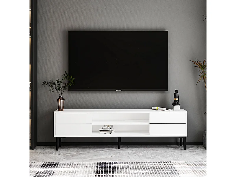 TV Lowboard Aragon Weiß Schwarz