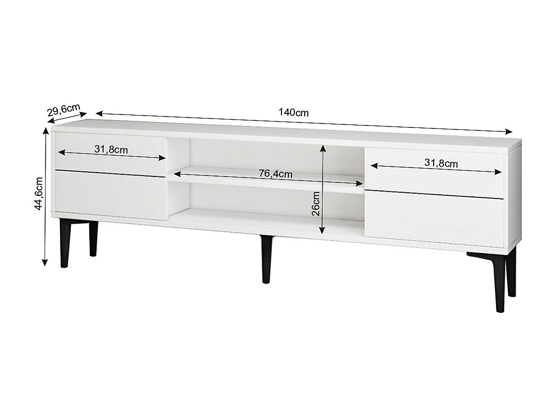 TV Lowboard Aragon Weiß Schwarz