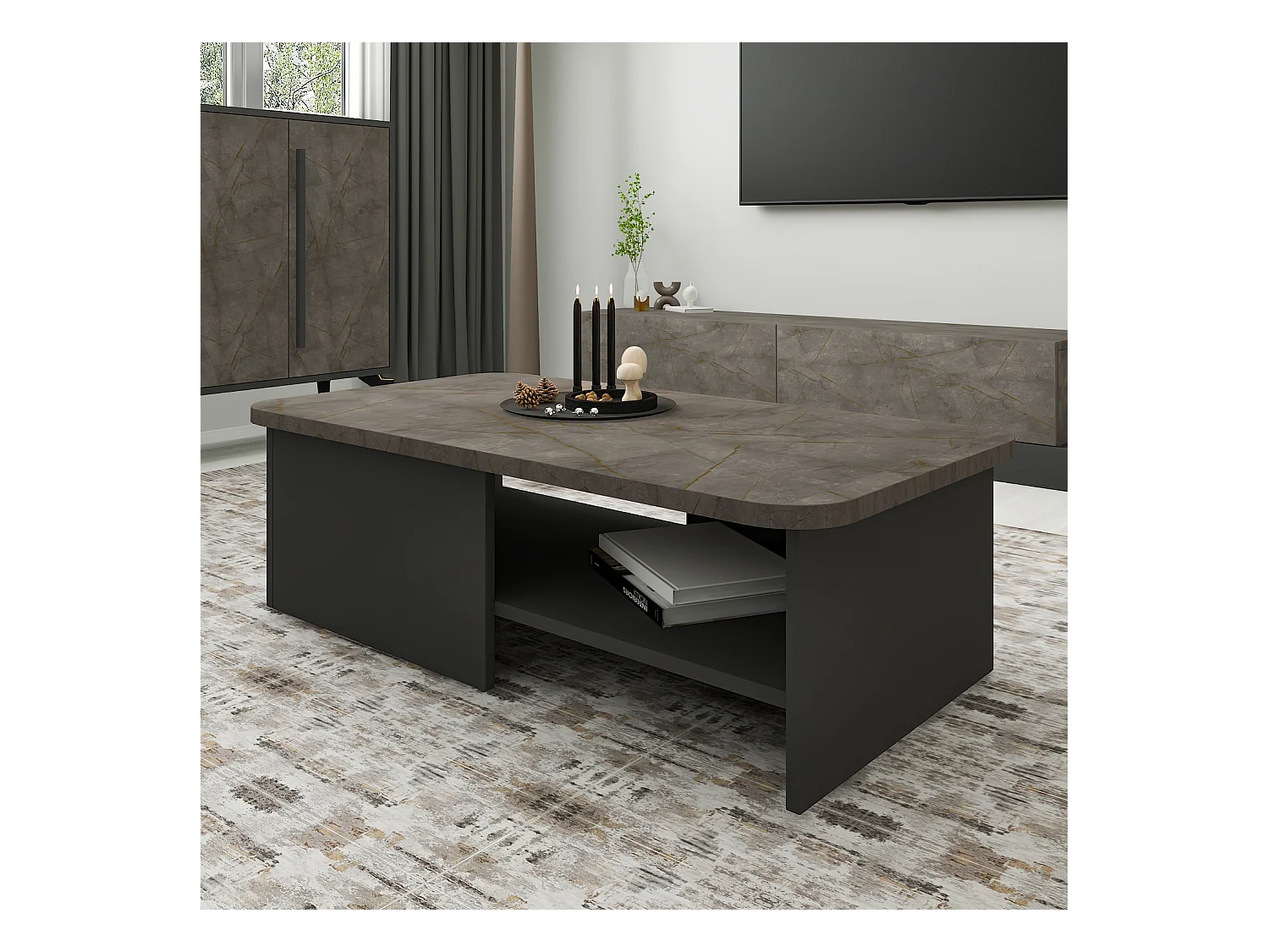Couchtisch Majör Anthrazit Beige 9895