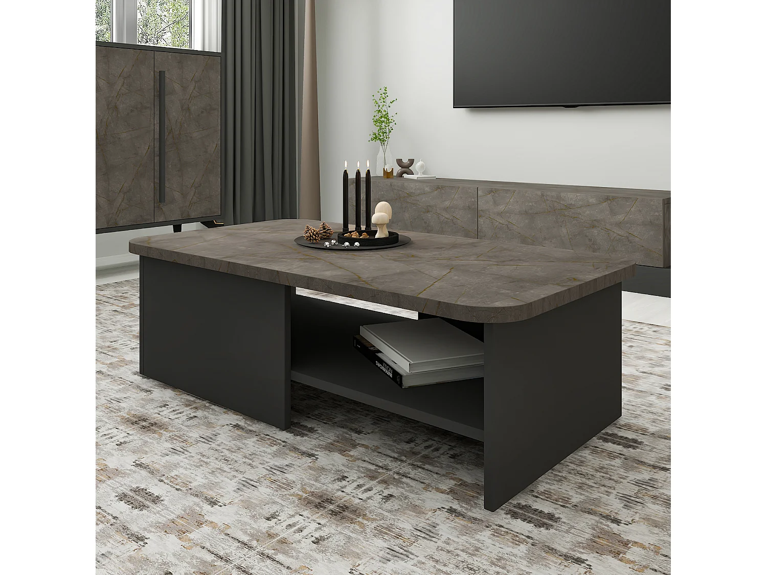 Couchtisch Majör Anthrazit Beige 9895