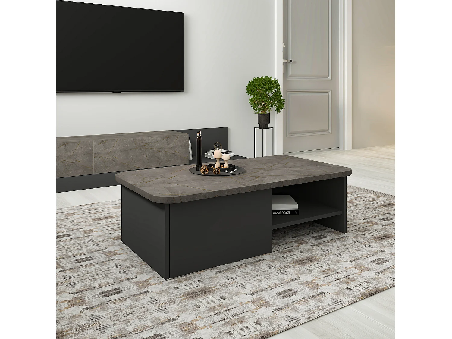 Couchtisch Majör Anthrazit Beige 9895