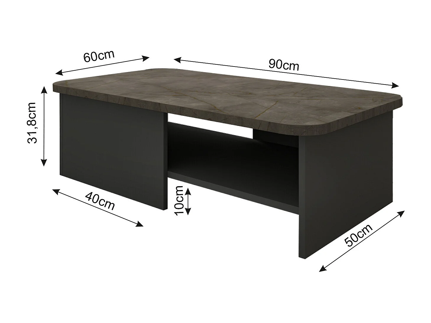 Couchtisch Majör Anthrazit Beige 9895