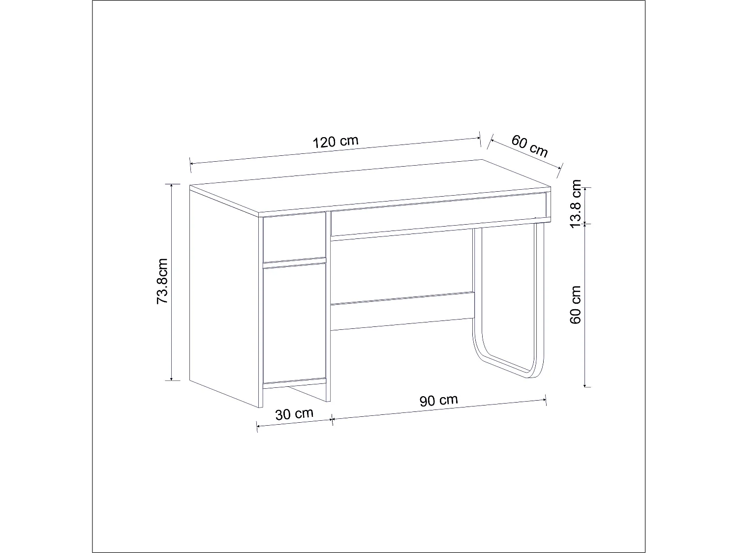 Schreibtisch Asil mit Metallfüße Weiß 9741