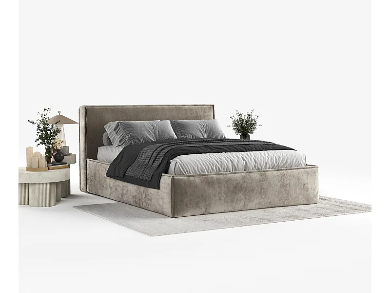 Polsterbett Lounge - 200 x 200 cm - Chenille-Stoff - beige