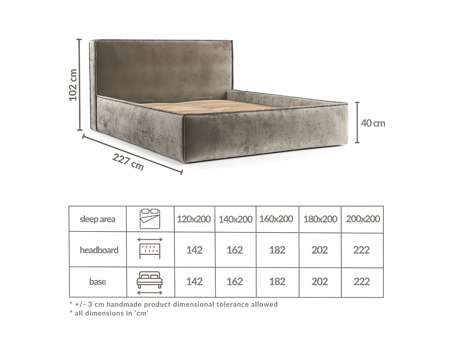 Łóżko tapicerowane z zagłówkiem - 120x200 cm - brązowy - LOUNGE