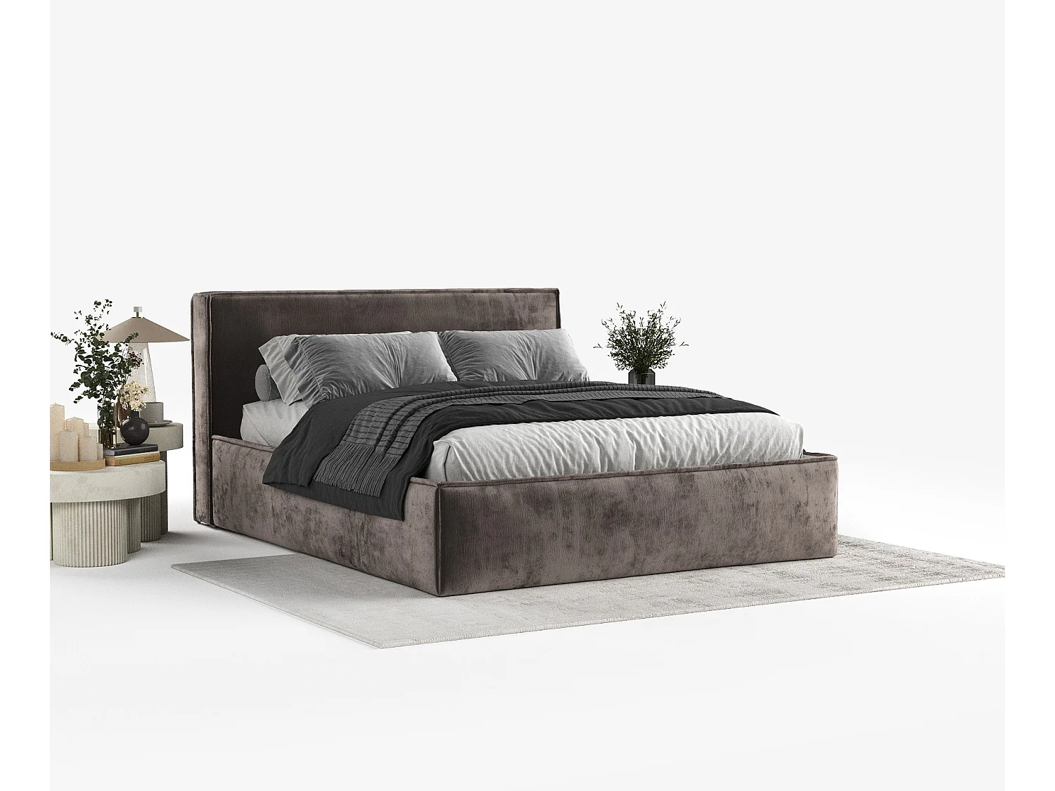 Polsterbett Lounge - 180 x 200 cm - Chenille-Stoff - braun