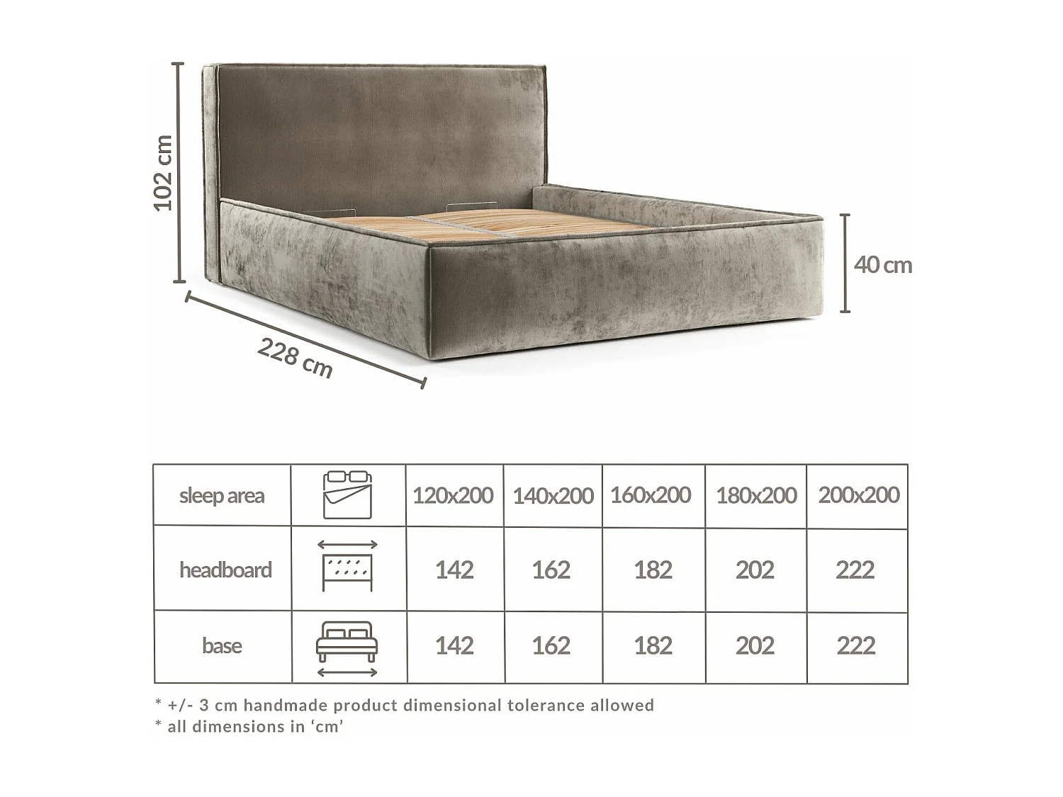 Polsterbett Lounge - 180 x 200 cm - Chenille-Stoff - braun