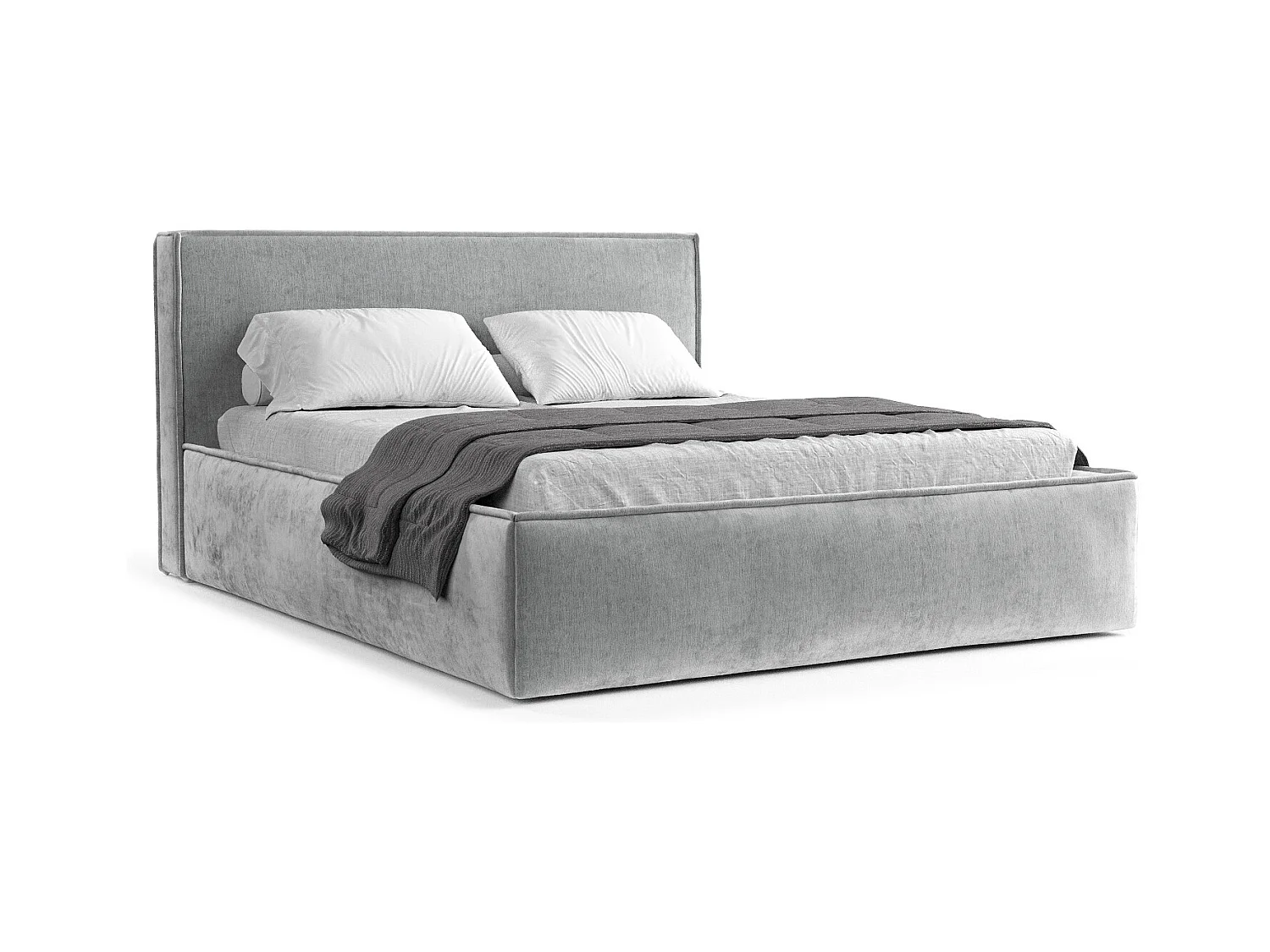 Polsterbett Lounge - 160 x 200 cm - Chenille-Stoff - hellgrau