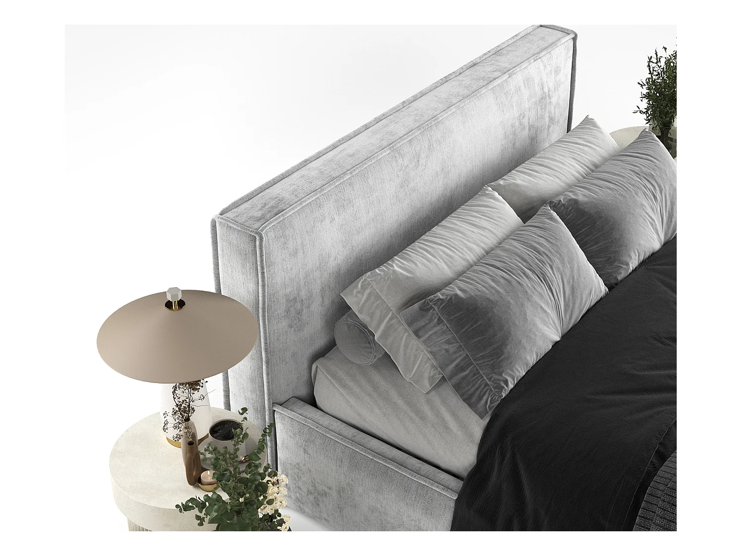 Polsterbett Lounge - 160 x 200 cm - Chenille-Stoff - hellgrau