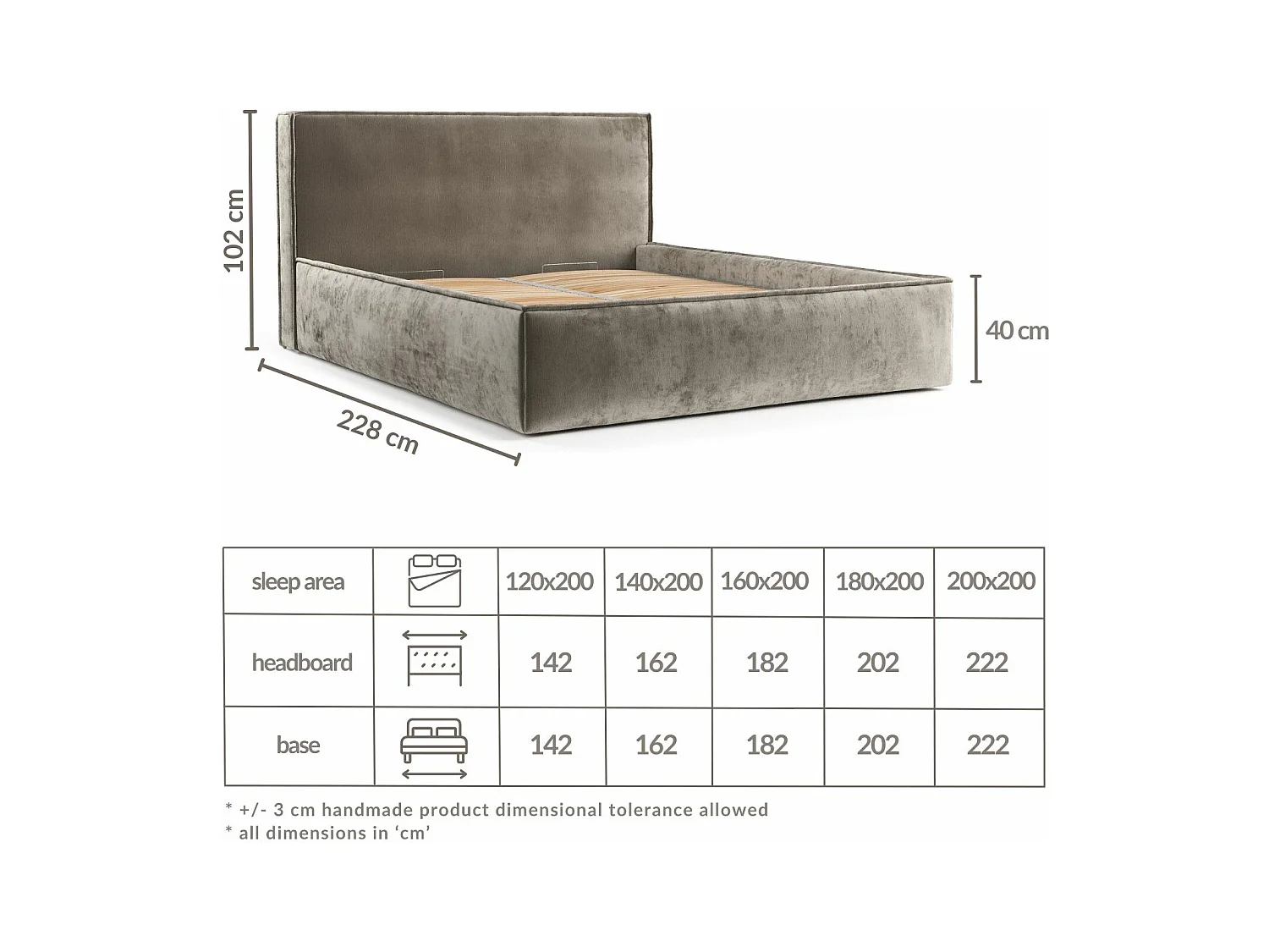 Polsterbett Lounge - 160 x 200 cm - Chenille-Stoff - hellgrau