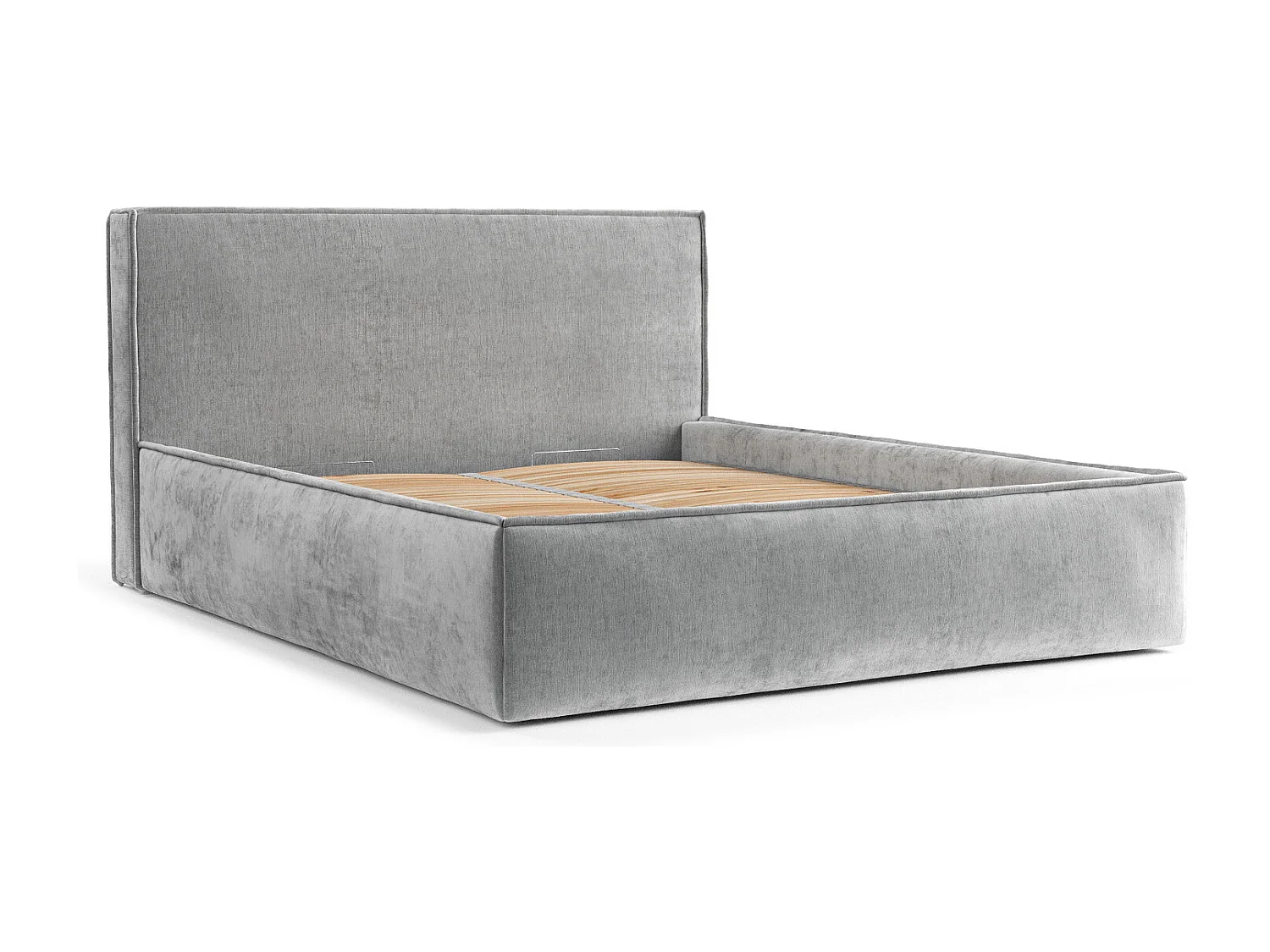 Lit coffre Lounge - 200 x 200 cm - chenille - gris clair