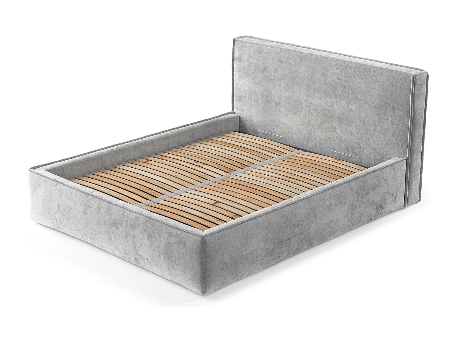 Lit coffre Lounge - 200 x 200 cm - chenille - gris clair