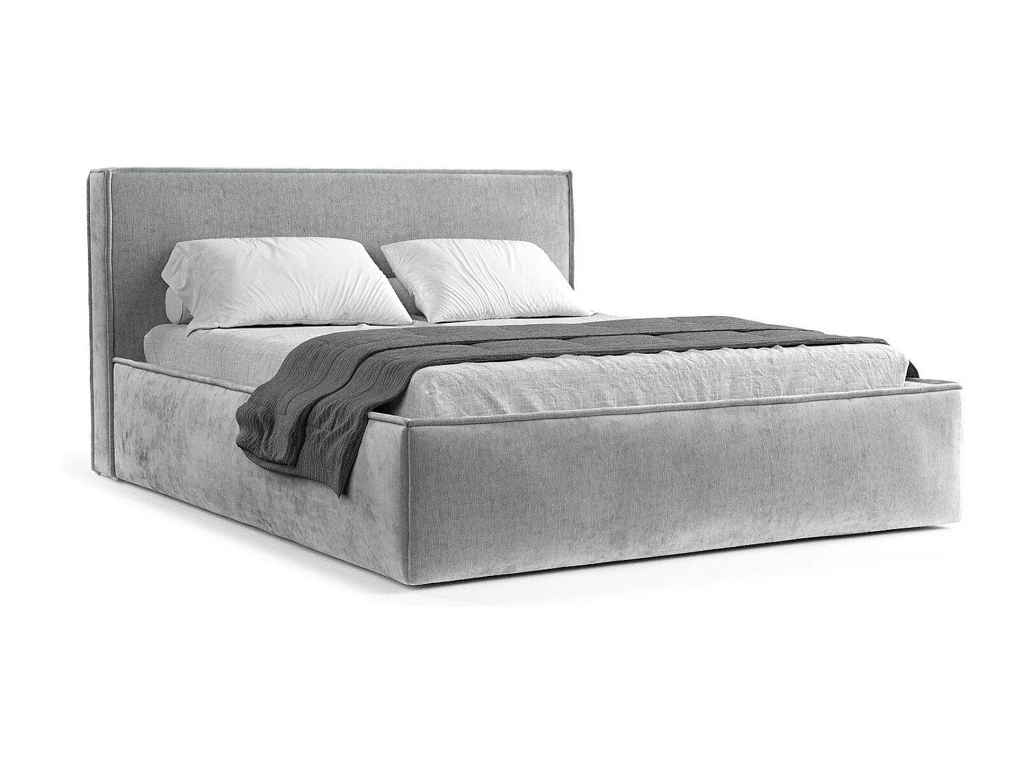 Polsterbett Lounge - 120 x 200 cm - Chenille-Stoff - hellgrau