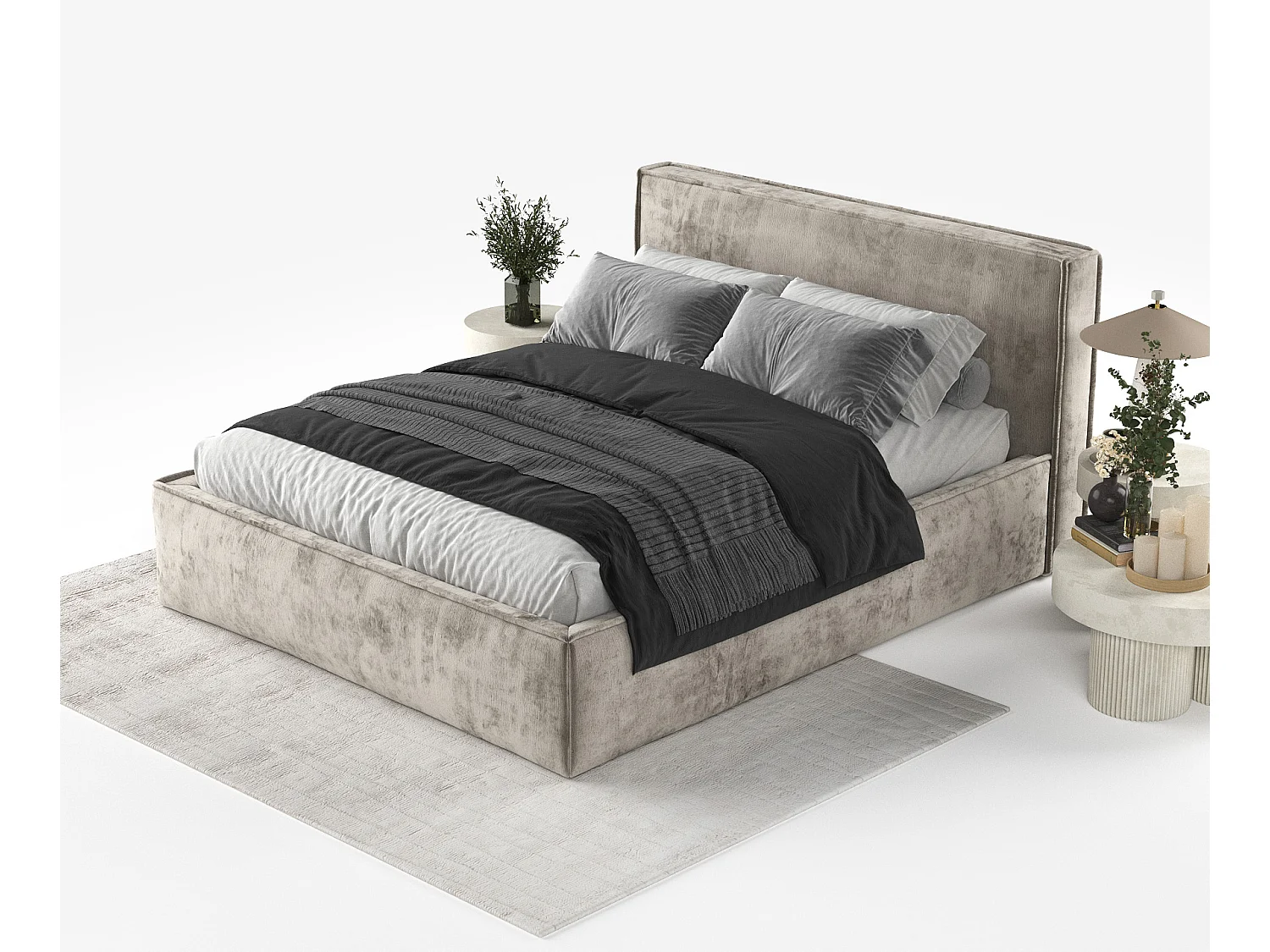 Polsterbett Lounge - 120 x 200 cm - Chenille-Stoff - beige