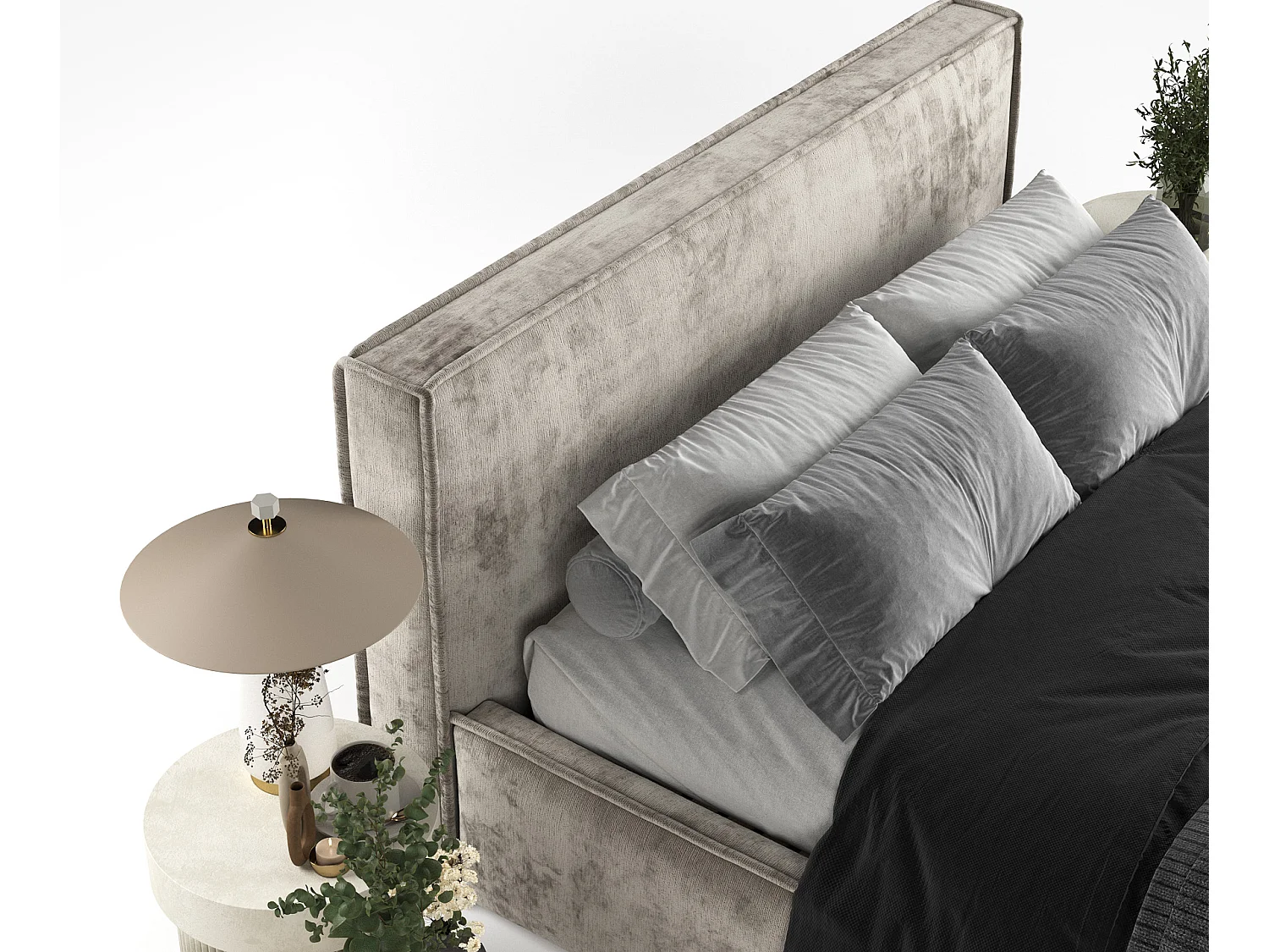 Polsterbett Lounge - 120 x 200 cm - Chenille-Stoff - beige