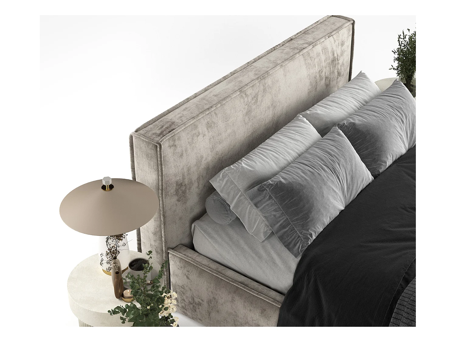 Polsterbett Lounge - 160 x 200 cm - Chenille-Stoff - beige