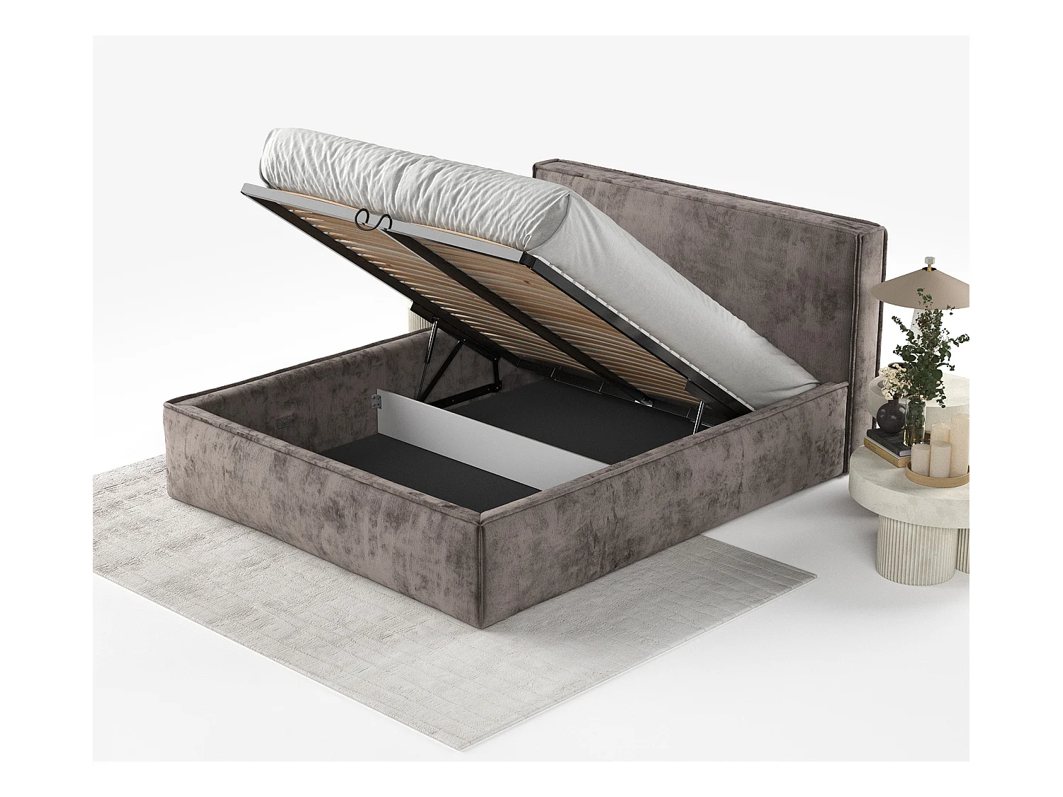 Polsterbett Lounge - 160 x 200 cm - Chenille-Stoff - braun