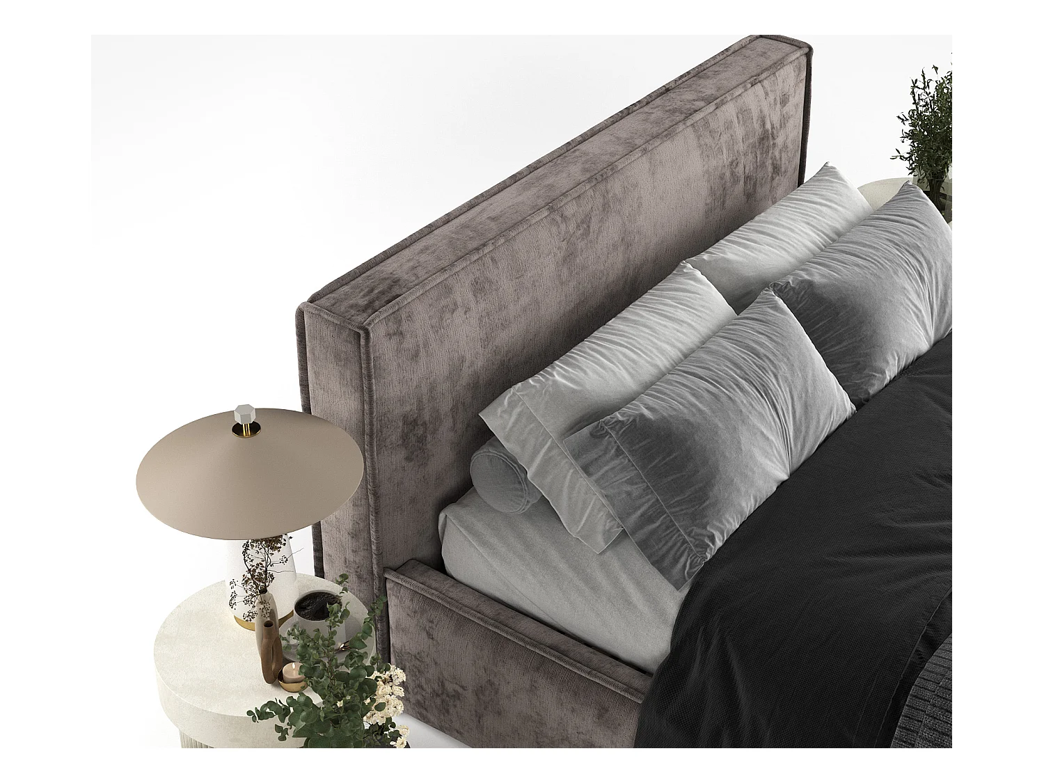 Polsterbett Lounge - 160 x 200 cm - Chenille-Stoff - braun