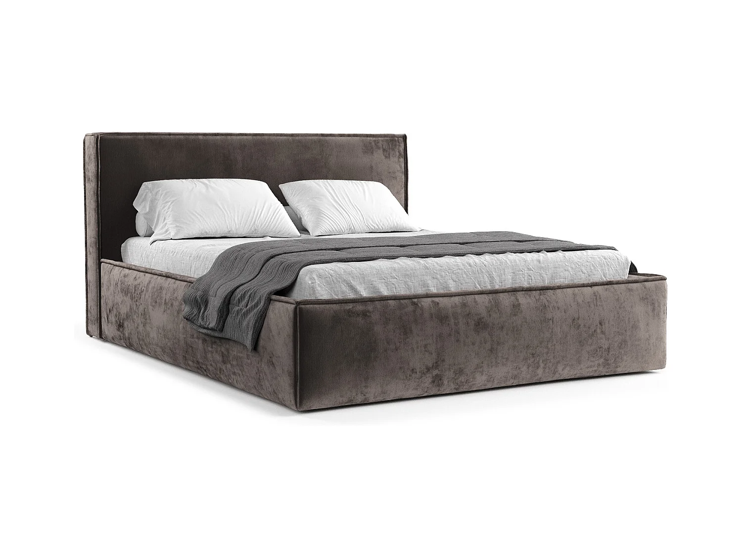 Polsterbett Lounge - 160 x 200 cm - Chenille-Stoff - braun