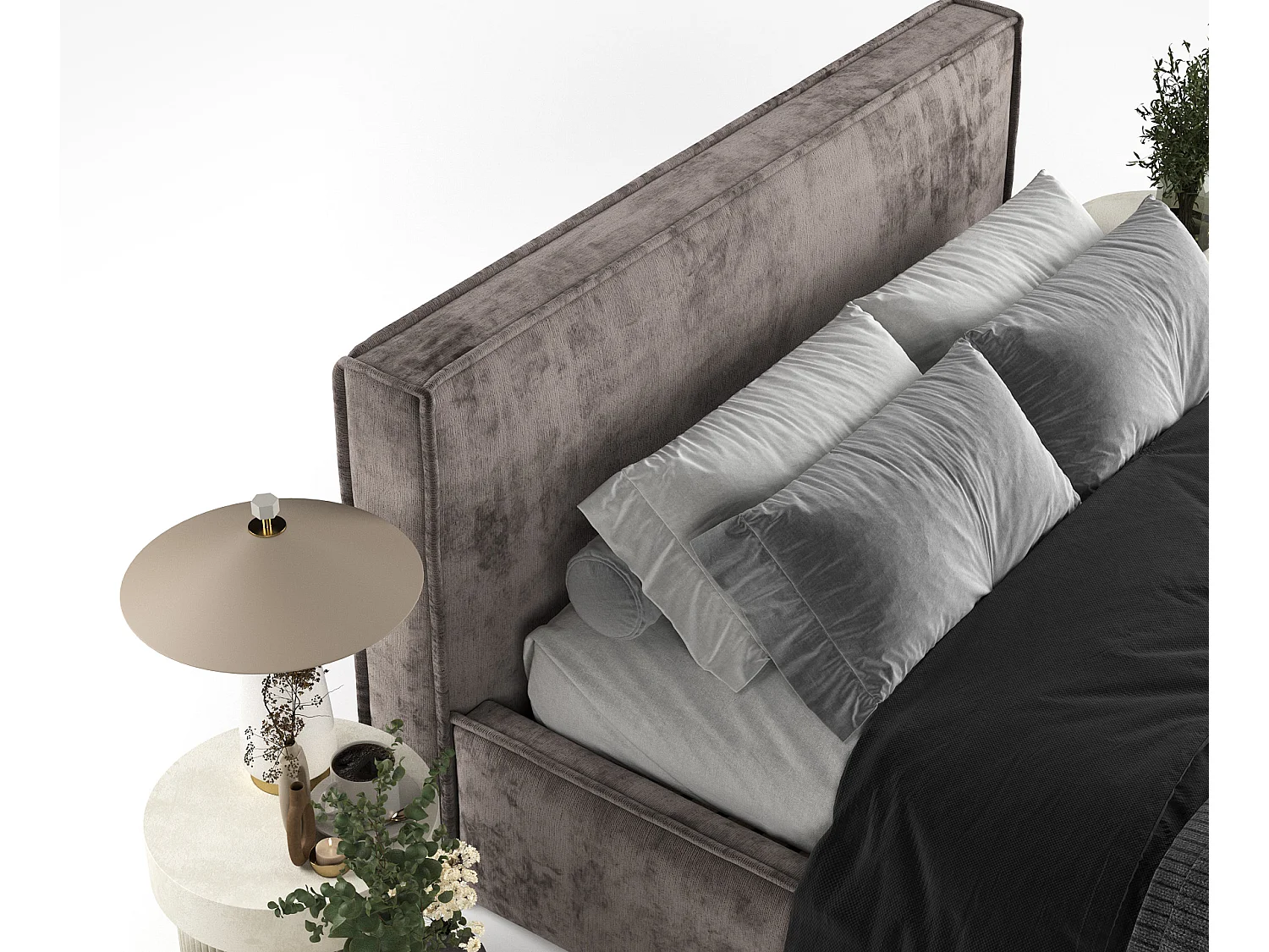 Łóżko tapicerowane z zagłówkiem - 160x200 cm - brązowy - LOUNGE