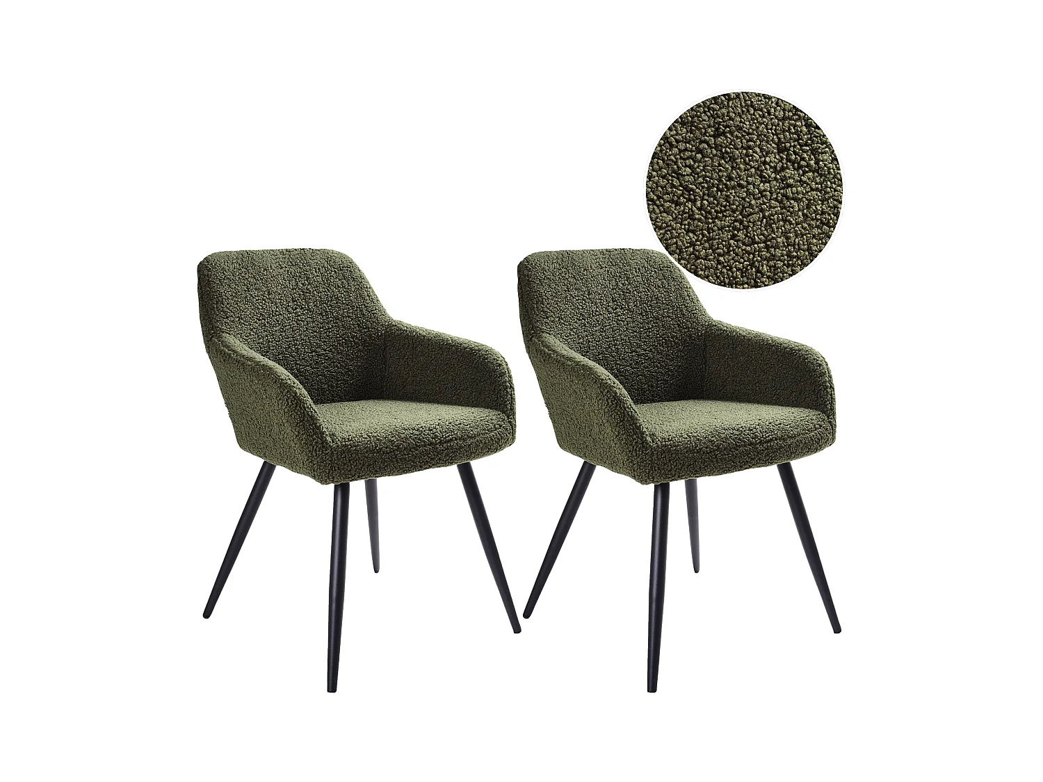 Lot de 2 chaises de salle à manger CASMALIA Bouclé Vert foncé