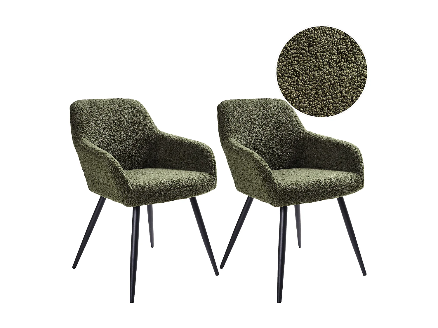 Lot de 2 chaises de salle à manger CASMALIA Bouclé Vert foncé