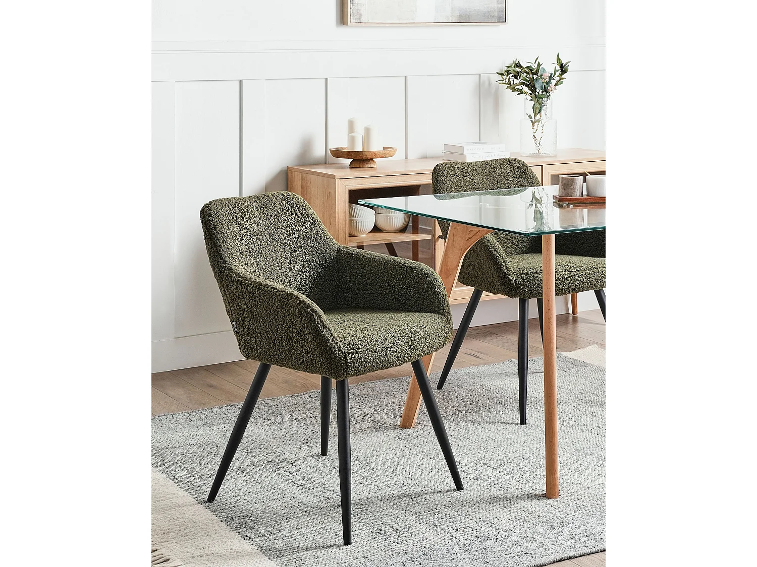 Lot de 2 chaises de salle à manger CASMALIA Bouclé Vert foncé