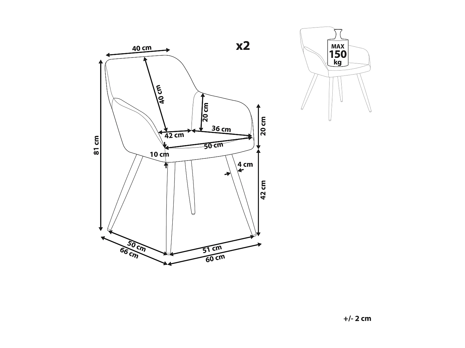 Lot de 2 chaises de salle à manger CASMALIA Bouclé Vert foncé