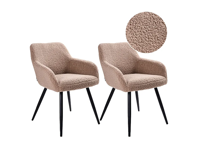 Conjunto de 2 cadeiras de jantar CASMALIA Bouclé Taupe