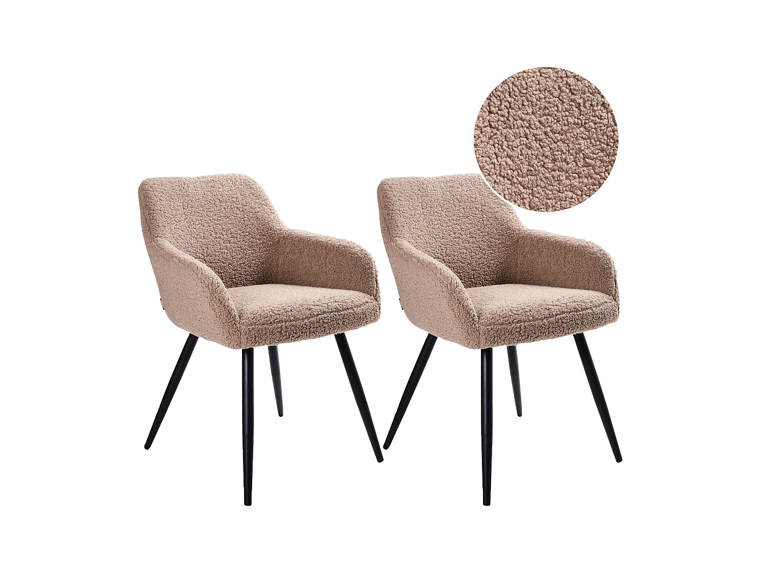 Lot de 2 chaises de salle à manger CASMALIA Bouclé Taupe