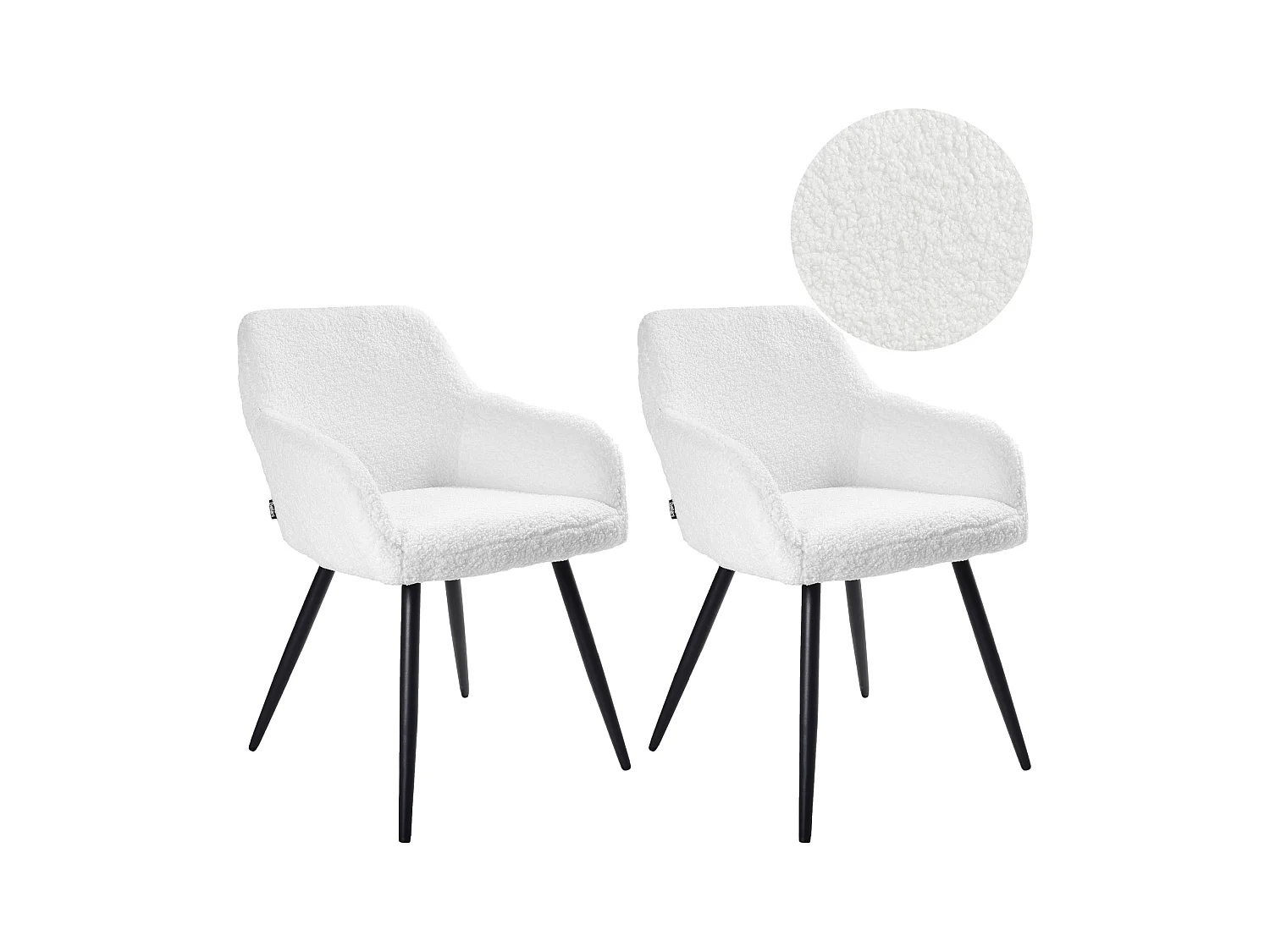 Lot de 2 chaises de salle à manger CASMALIA Bouclé Blanc cassé