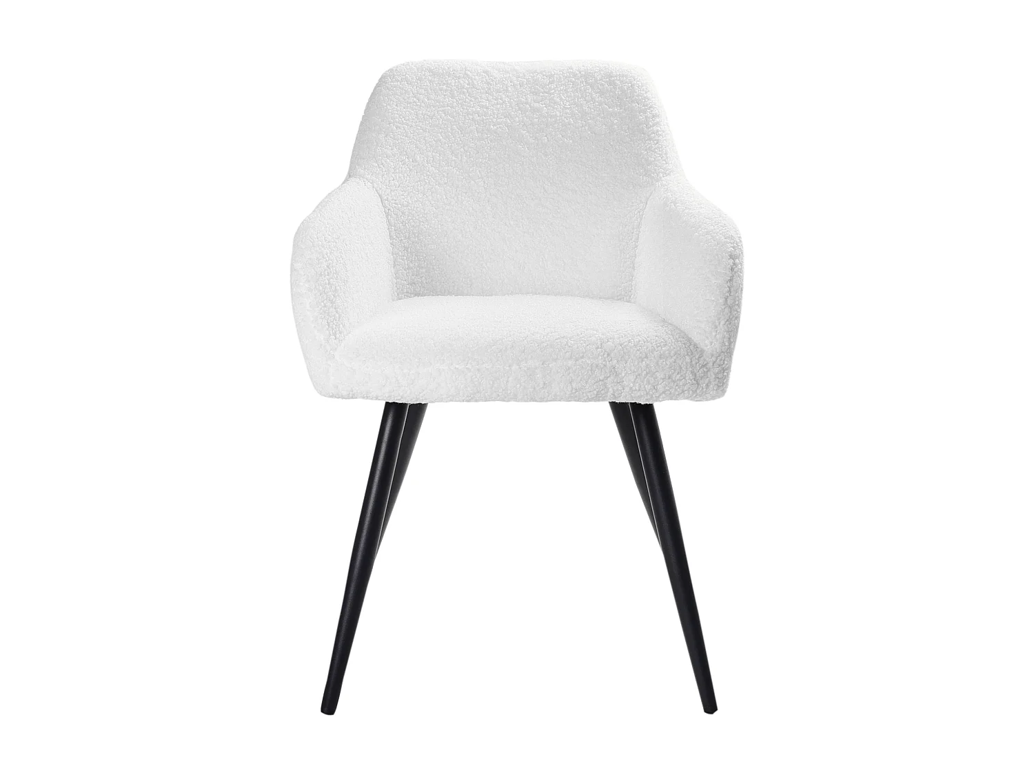 Esszimmerstuhl 2er Set Bouclé weiß mit Metallbeinen schwarz modern Casmalia