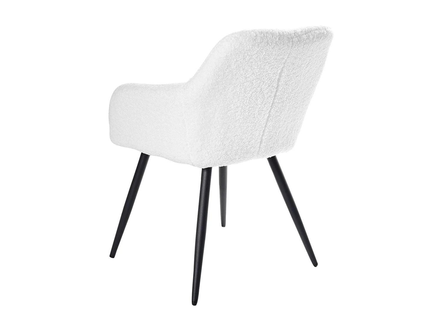 Esszimmerstuhl 2er Set Bouclé weiß mit Metallbeinen schwarz modern Casmalia