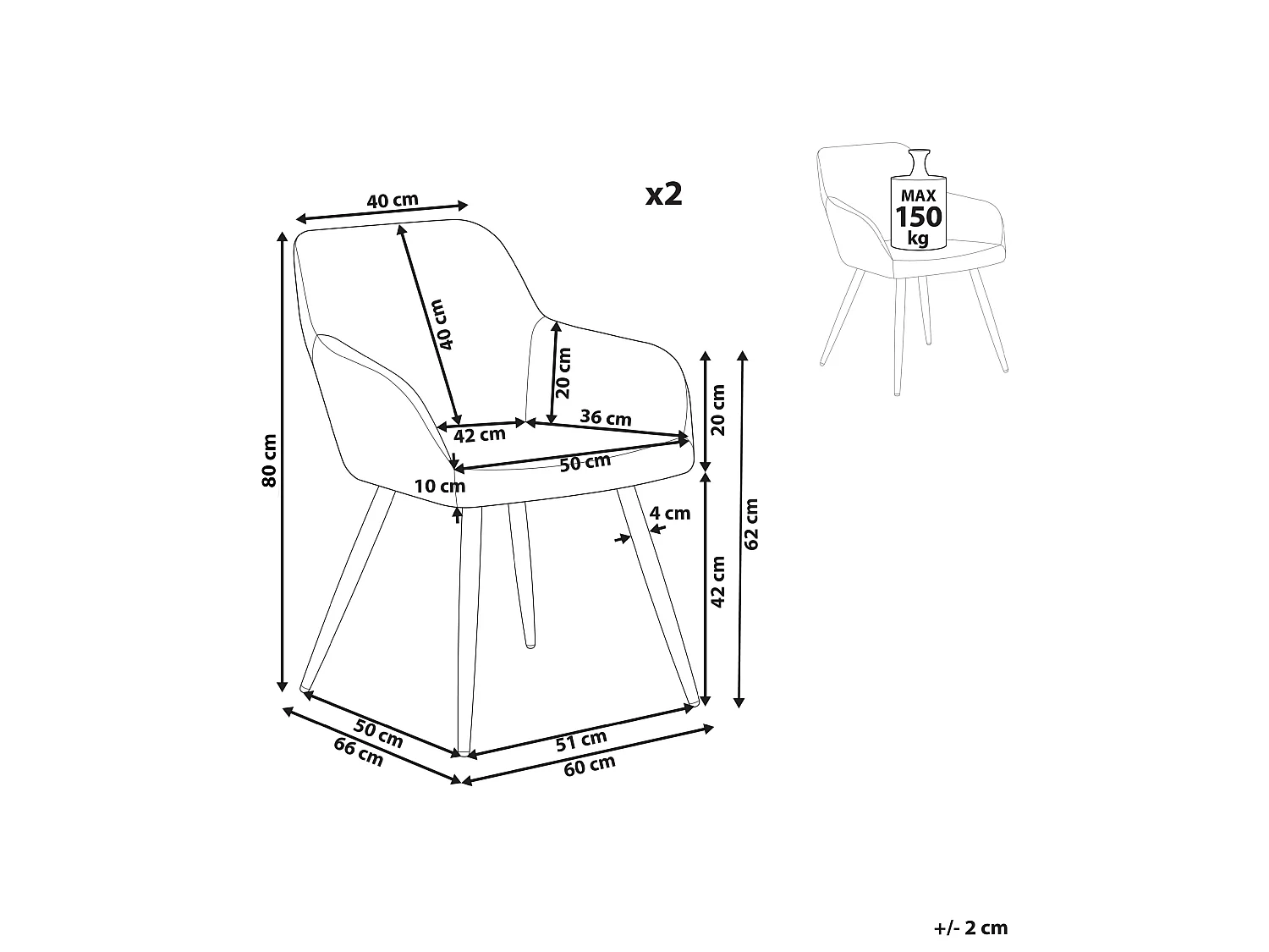 Set van 2 eetkamerstoelen CASMALIA Bouclé Gebroken wit