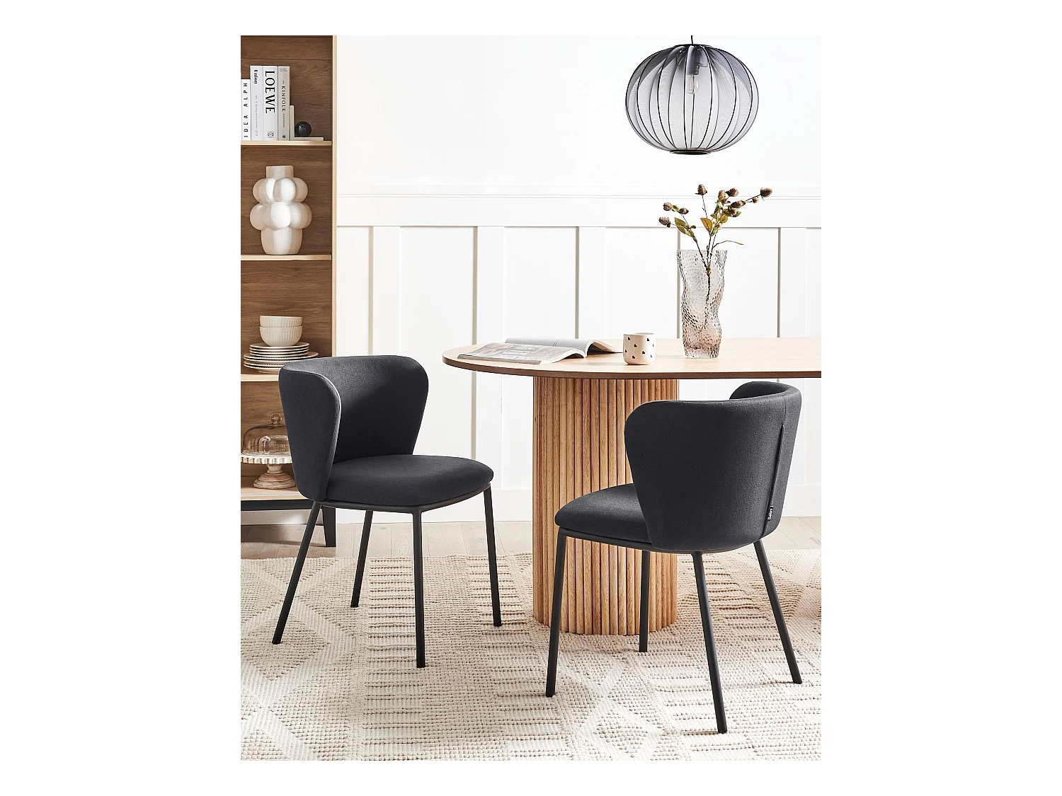 Esszimmerstuhl 2er Set MINA Stoff Schwarz