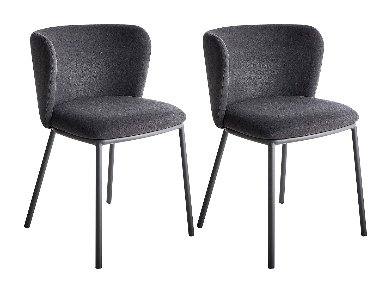 Lot de 2 chaises de salle à manger MINA Tissu Noir