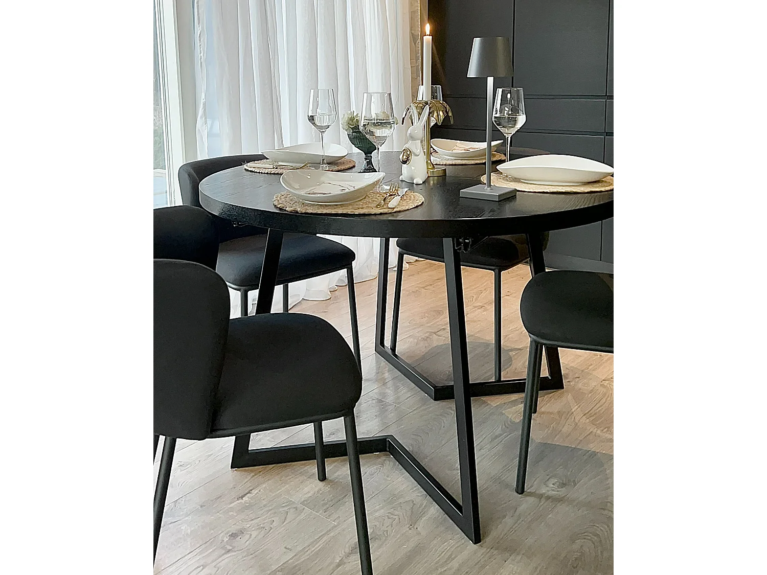Set van 2 eetkamerstoelen MINA Stof Zwart