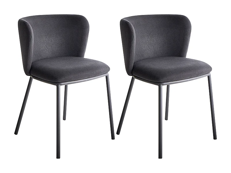 Lot de 2 chaises de salle à manger MINA Tissu Noir