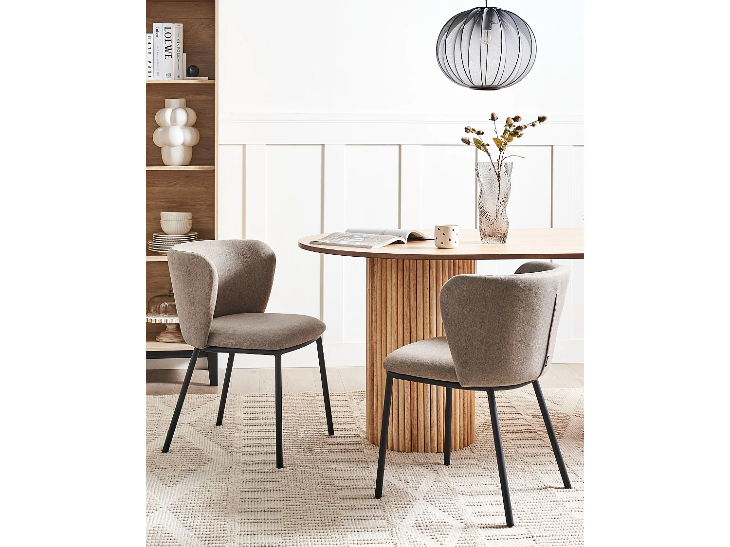 Lot de 2 chaises de salle à manger MINA Tissu Taupe