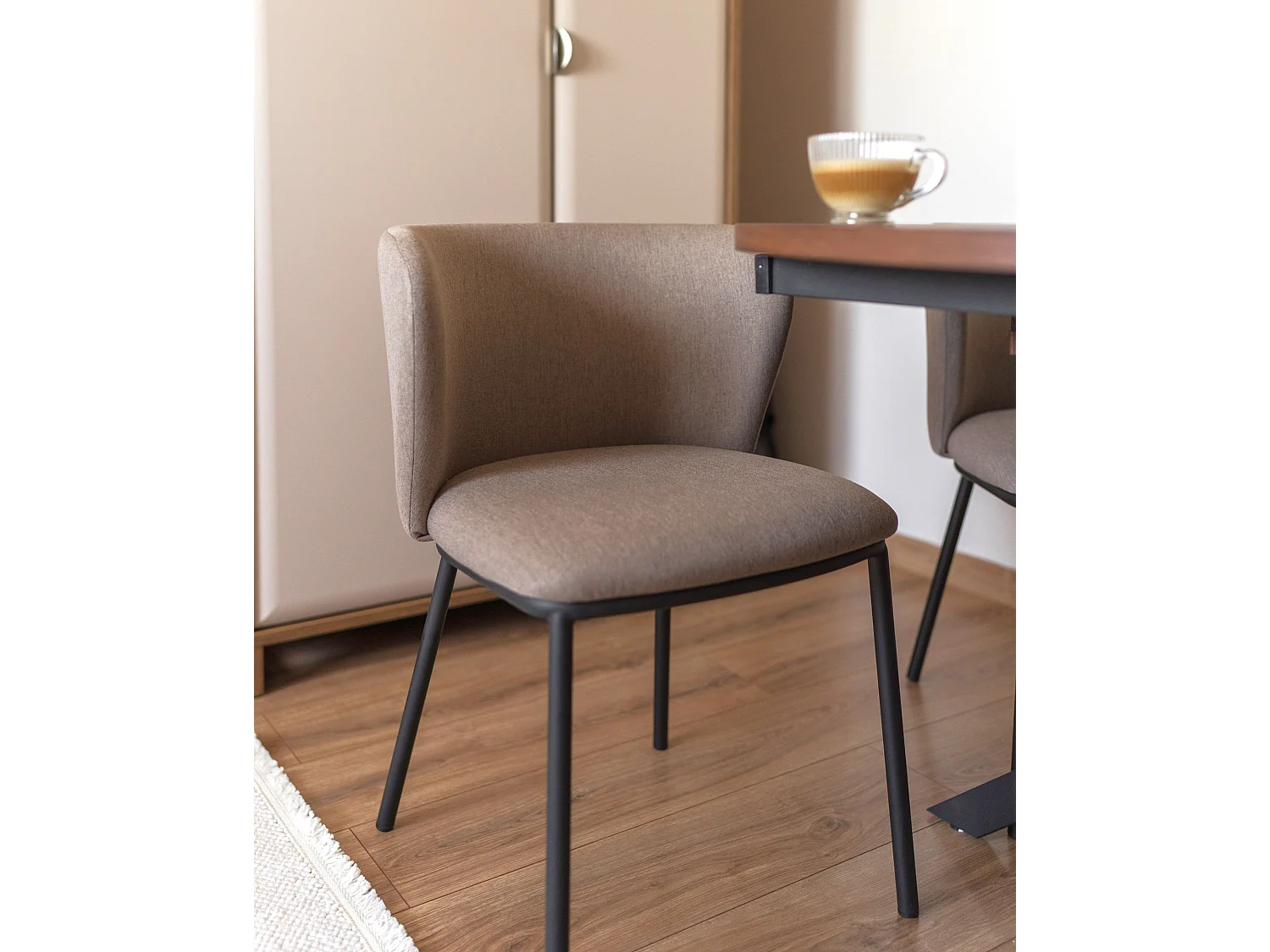 Esszimmerstuhl 2er Set MINA Stoff Taupe